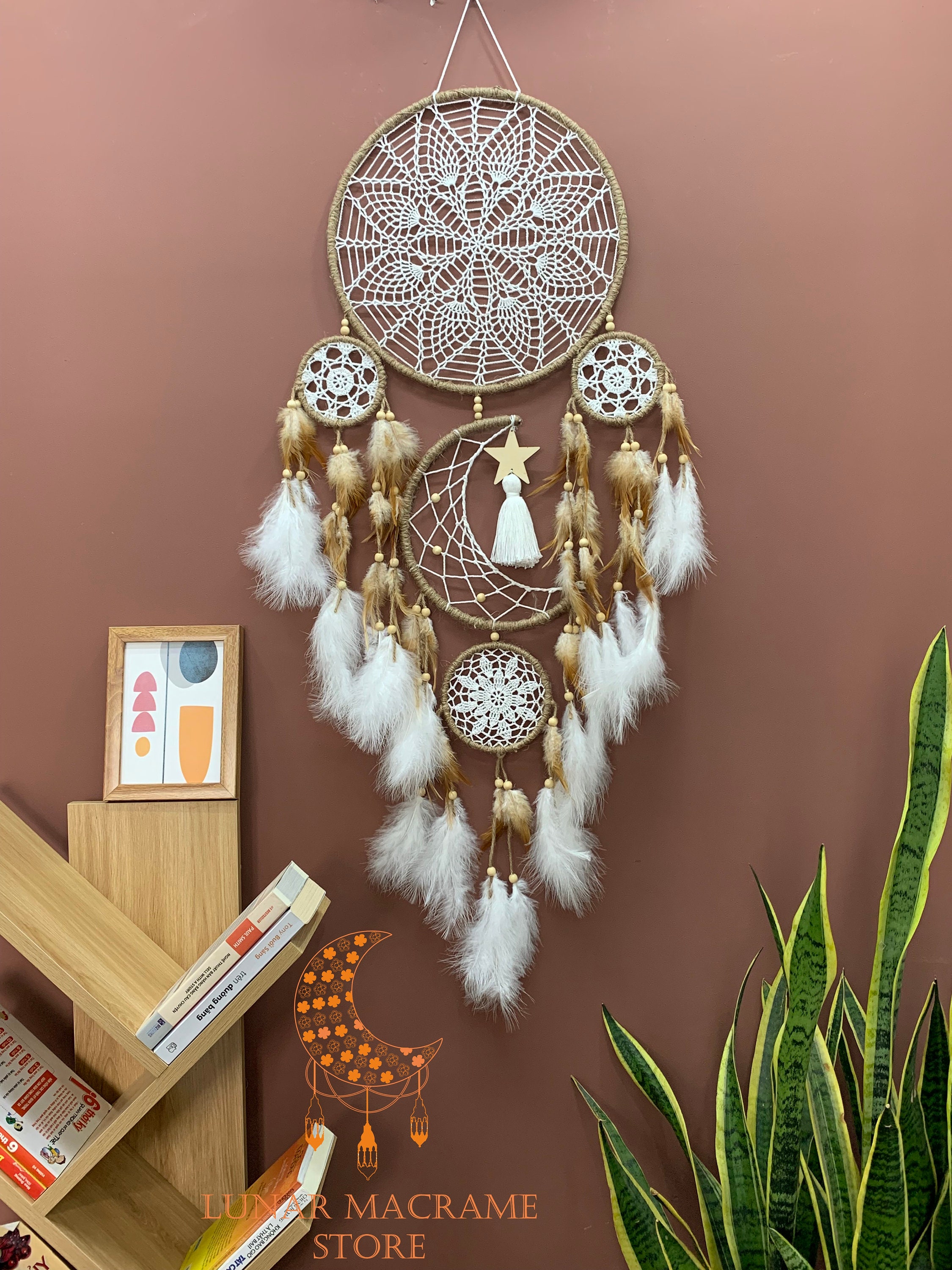 手作りのドリームキャッチャー壁掛け、ドリームキャッチャーの月と星の