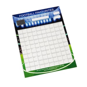 A4 100 Team Football scratch card Full Colour CHARITY FUNDRAISING IDEA