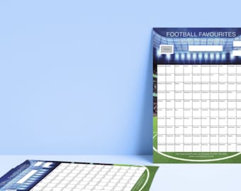 A4 100 Team Football scratch card Full Colour CHARITY FUNDRAISING IDEA