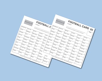 25 x 60 Team Football scratch cards A6 Black & White CHARITY FUNDRAISING IDEA