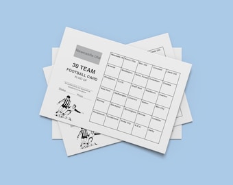 25 x 30 Team Football scratch cards A6 Black & White CHARITY FUNDRAISING IDEA