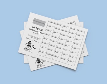 25 x 40 Team Football scratch cards A6 Black & White CHARITY FUNDRAISING IDEA