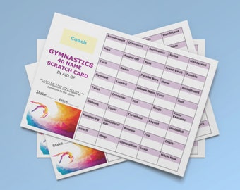 25 x 40 Square Gymnastics themed scratch cards A6 Full Colour CHARITY FUNDRAISING IDEA