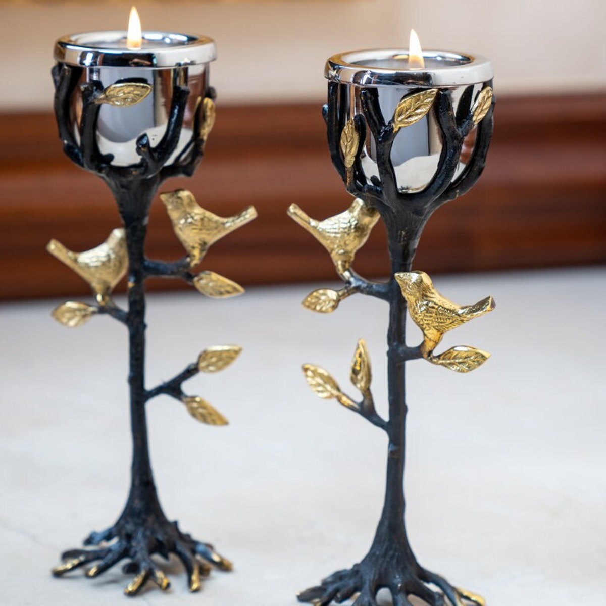 Yair Emanuel Tree of Life Shabbat Candlestick Holders - Sculpted Metal Modern Judaica - Etsy