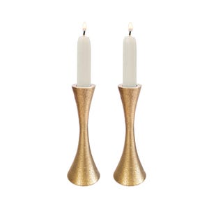 Yair Emanuel Rustic Tapered Shabbat Candle Holders – 4.7&quot; – Judaica for Shabbat  - Jewish Gift Home Decor