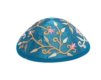 Yair Emanuel Floral Kippah for Women - Premium Silk Embroidered Yarmulke