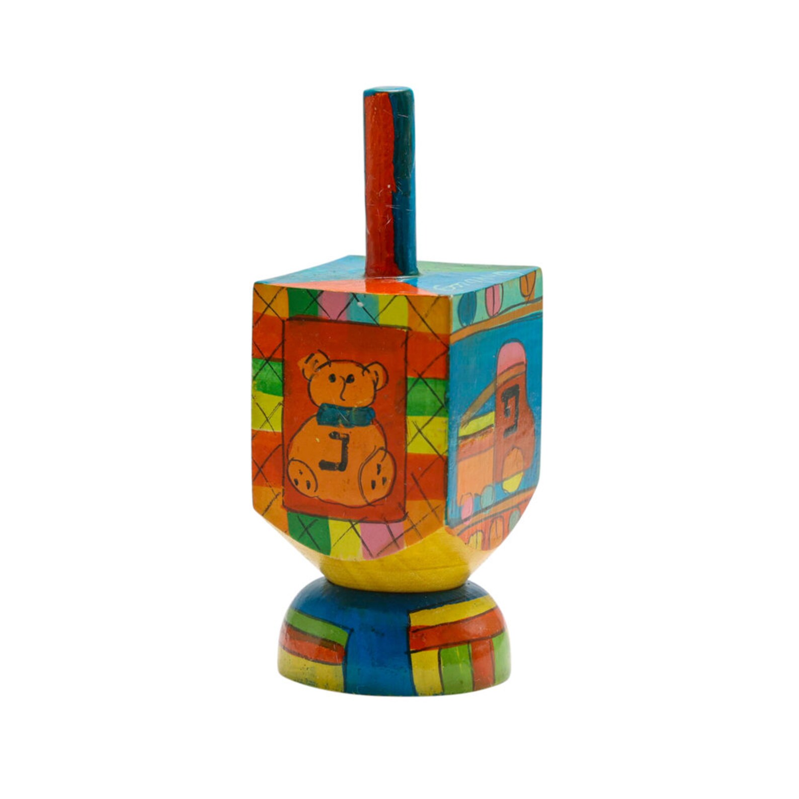 Yair Emanuel Hand painted Dreidel Ornament Hannukah Gift - Children's Toys - Chanuka Spinning Top with Stand