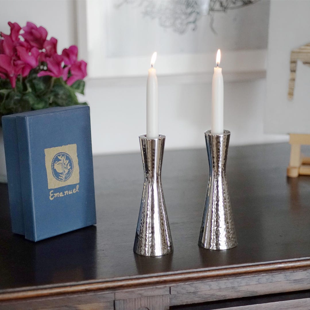 Yair Emanuel Modern Pillar Candle Holders 6 9inch Hammered