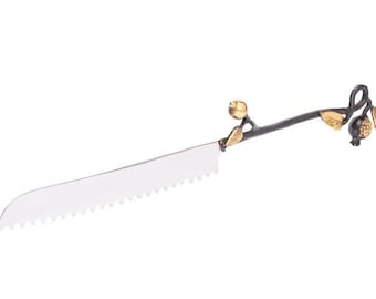 Cuchillo decorativo para pan Yair Emanuel - Cuchillo para jalá para Shabat - Hoja de 7 pulgadas