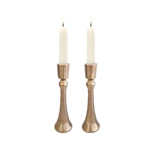 Yair Emanuel Rustic Tapered Shabbat Candle Holders – 5.9&quot; – Judaica for Shabbat  - Home Decor