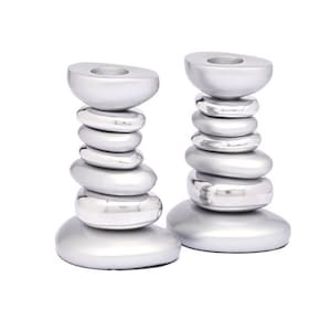 Yair Emanuel Cairn Stones Tower Candlestick holders - Modern Shabbat Candles Holders - Judaica gift - Rock Tower Candle Holder