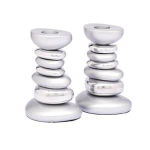 Yair Emanuel Cairn Stones Tower Portacandele - Portacandele moderni Shabbat - Regalo Judaica - Portacandele Rock Tower