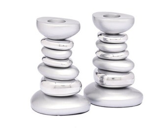 Yair Emanuel Cairn Stones Tower Candlestick holders - Modern Shabbat Candles Holders - Judaica gift - Rock Tower Candle Holder