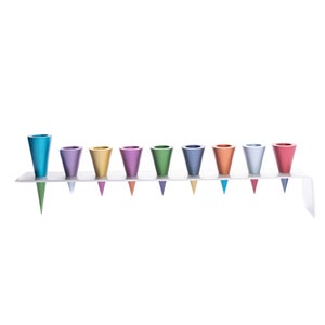 Yair Emanuel Modern Strip Hanukkah Menorah - Colorful Cone Shaped Candle Cups - Menorah Chanuka 9 Branch - (16 inch)