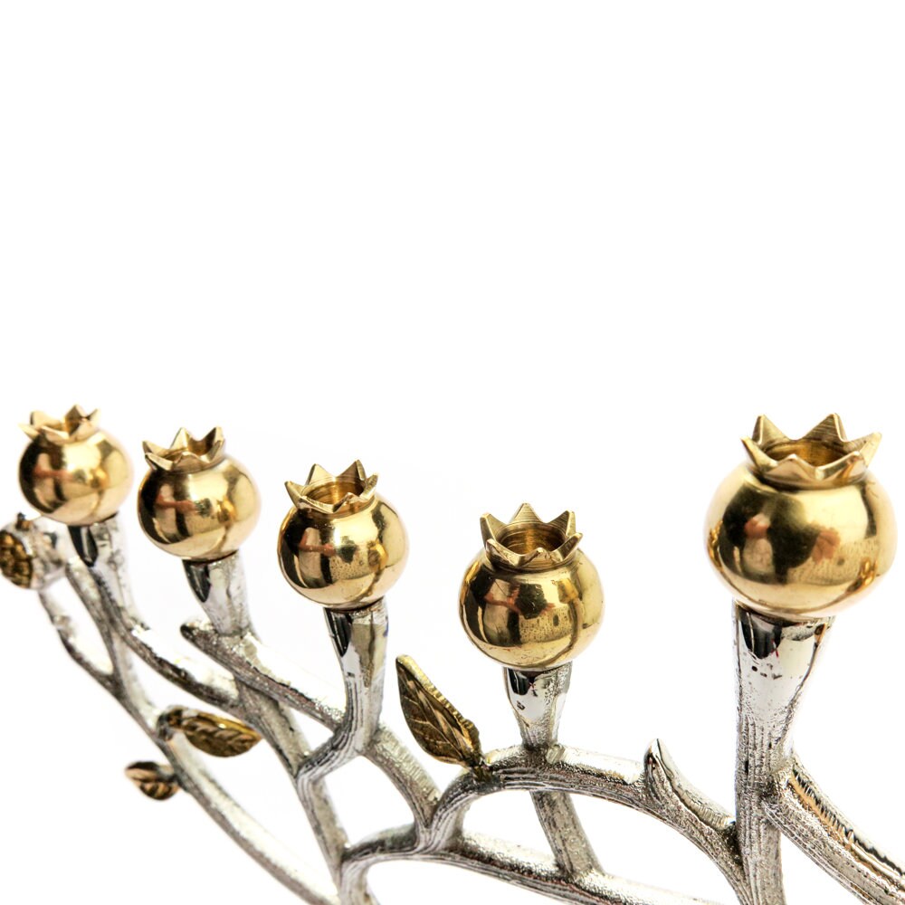 Yair Emanuel Hand-Painted Jerusalem Menorah With Palm Trees - Metal Hanukkah Menorah - View #9