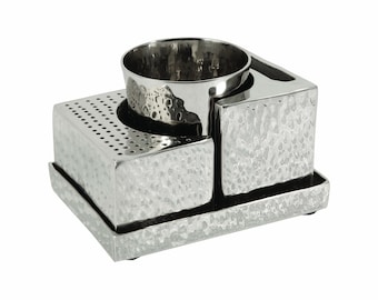 Yair Emanuel Compact Havdalah Set - Modern Spice Box Kiddush Cup and Havdalah Candle Holder