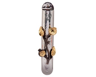 Yair Emanuel Sculpted Copper Mezuzah Case - Modern Judaica - Pomegranates