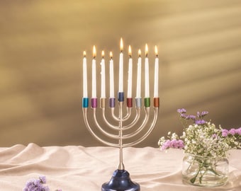 Yair Emanuel 9 branch Menorah Chanukah - Modern Hanukkah Menorah - Classic Menorah Judaica Gift (8 inch)