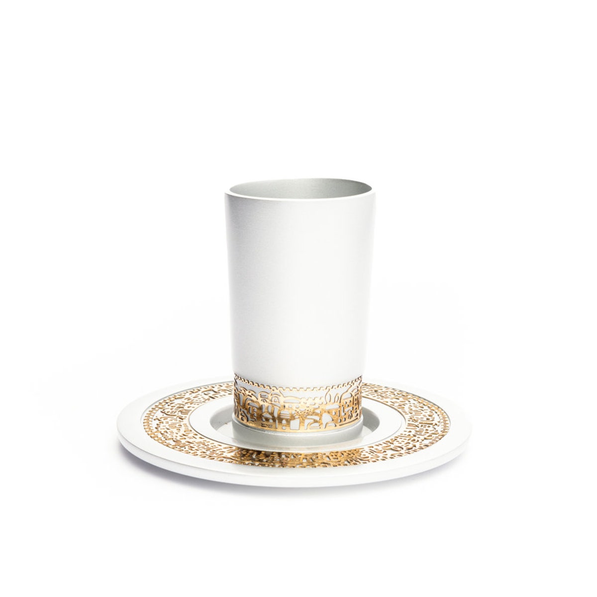 Yair Emanuel Modern Kiddush Cup Wedding Gift Pearl White Anodized Aluminum Jerusalem Vista Decoration - Etsy