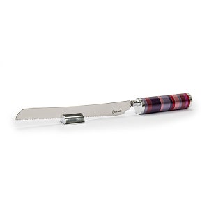 Yair Emanuel Decorative Bread Knife - Challah Knife for Shabbat - Salt shaker in Handle - Shades of Maroon