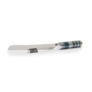 Yair Emanuel - Decorative Challah Knife for Shabbat - Bread Knife - Salt shaker in Handle - Gray rings