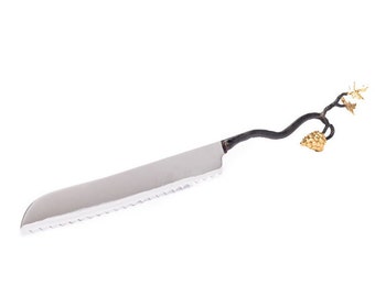 Yair Emanuel Decorative Bread Knife - Challah Knife for Shabbat - 7 inch blade