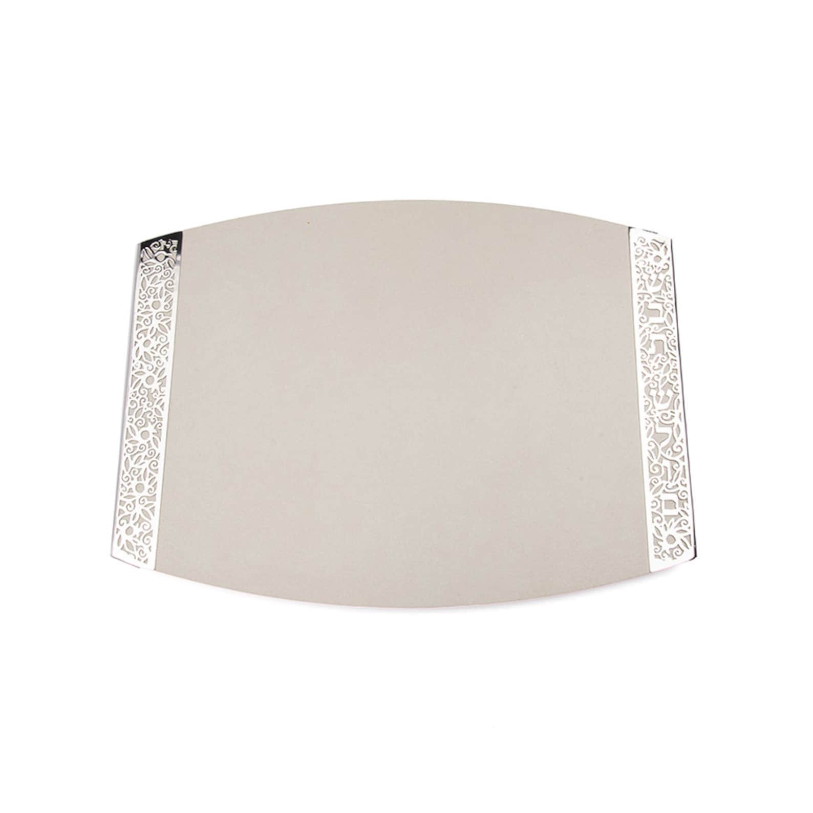 Yair Emanuel Modern Ceramic Challah Board for Shabbat with Decorative Metal Bezel
