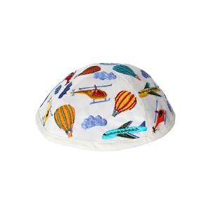 Yair Emanuel Jewish Kippah for Children - Airplanes Kippah for Boys - 5 inch - Premium Silk Embroidered Yarmulke