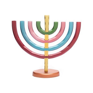 Yair Emanuel Large Modern Colorful Menorah 9 branch - Handcrafted Aluminium