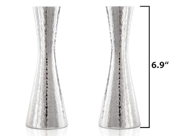 Yair Emanuel Modern Hammered Candlestick Holders -Minimal Candle Holders - Pillar Candle Holders