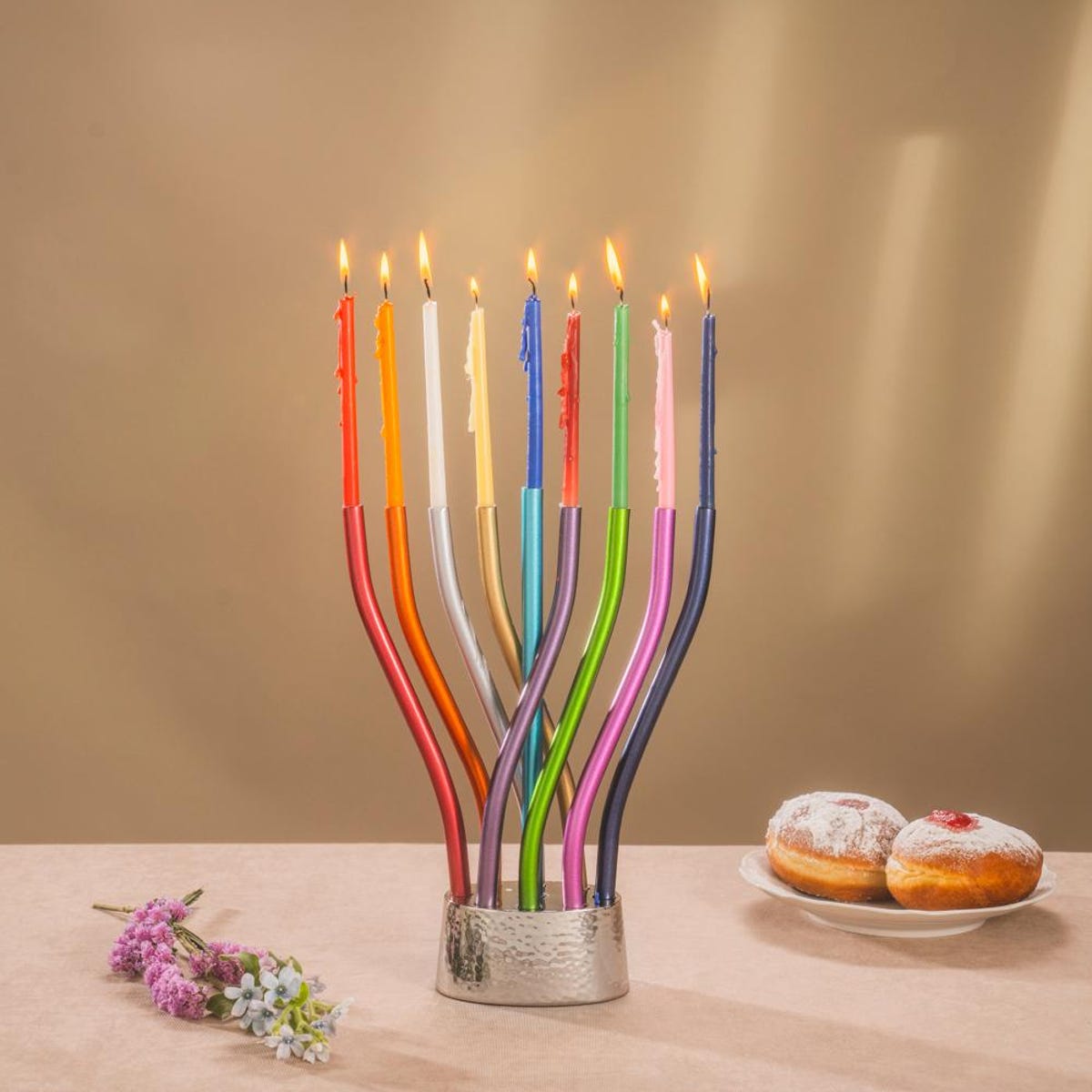 Yair Emanuel Modern Hanukkah Menorah - 9 Twisted Branch Menorah Chanukah - Colorful Menorah Judaica Gift - Etsy