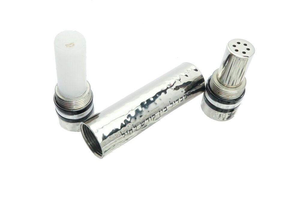 Yair Emanuel Travel Havdalah Set - Modern Spice Box and Havdalah Candle Holder - Black colored rings