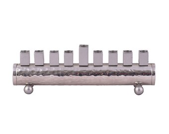 Yair Emanuel Small Hammered Strip Menorah Chanukah - Hanukah Menorah 9 Branch - (7 inch)