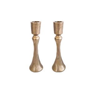 Yair Emanuel Rustic Tapered Shabbat Candle Holders – 4.7&quot; – Judaica for Shabbat  - Home Decor
