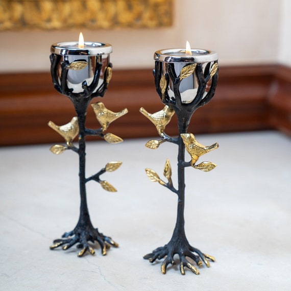 Yair Emanuel Y. Karshi Large Aluminum Shabbat Candlesticks With