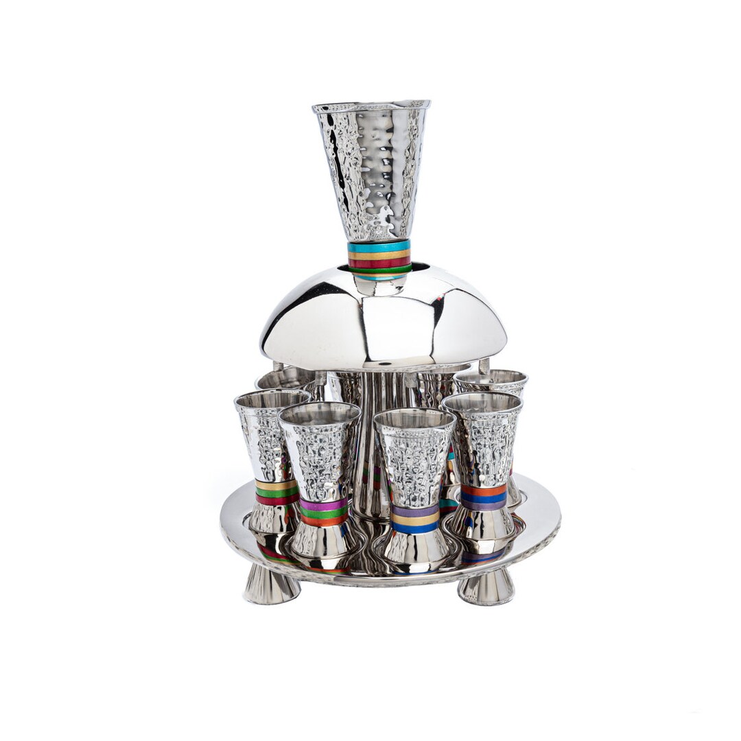 Yair Emanuel Kiddush Fountain Set for Shabbat Kiddush Cup Set Judaica