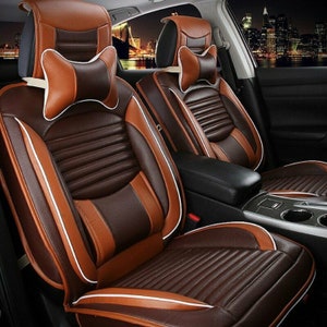 6D Red Universal Car 5-Seat Cover Front Rear PU Leather Interior