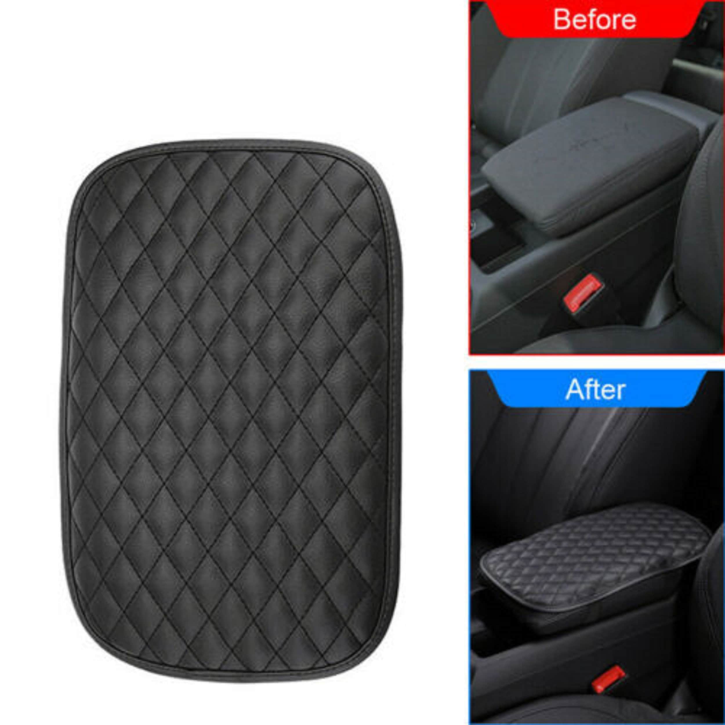 Valleycomfy Bling Bling Car Armrest Cover Universal Auto Center Console Cover Car Armrest Cushion Pads Armrest Protector with 2 Bling Car Cup Coasters for Vehicle SUV Truck Decor Black 