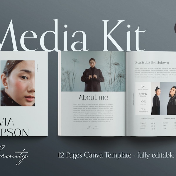 SERENITY | Media Kit Canva Template for content creators, bloggers and influencers.