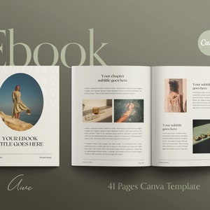 AWE | Ebook Canva Template with content and resources pages, editable, opt-in freebie, creators e-book, magazine, aesthetic template