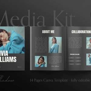 Media Kit Template Canva, Influencer Media Kit, Blogger Media Kit, Press Kit Template | UGC Media Kit, Rate Sheet, Black Media Kit Template