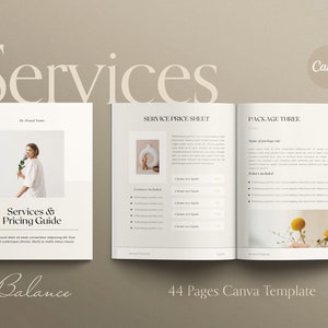 BALANCE | Service and Pricing Guide Template - editable Canva template for service providers and freelancers