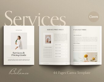 BALANCE | Service and Pricing Guide Template - editable Canva template for service providers and freelancers
