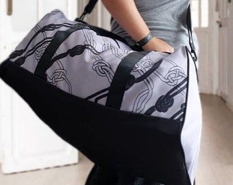 Grand sac en corde (gris lys/lilas)
