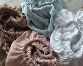 Organic Muslin Fitted Sheet for Custom Size / Chicco Next2Me / Maxi Cosi Iora / Stokke Sleepi / SnuzPod, Cotton Baby Crib / Bassinet Sheets