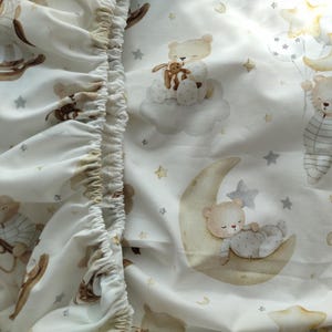 Teddy Bear Crib Sheet Boy, Stars Nursery Fitted Cotton Sheets, Bedside Crib, HandMade Baby Bedding, Toddler Premium Bed Sheet