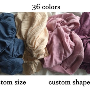 Organic Muslin Sheets, Baby Crib / Cot / Bassinet Sheet, Any Custom Size & Shape 36 colors, Nursery Fitted Cotton Sheet