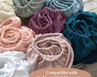 Drap en mousseline pour Stokke Sleepi : draps-housses en coton bio, literie pour bébé faite main V2 / V3 Mini version