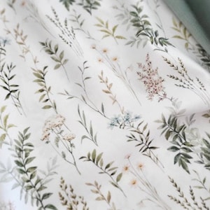 Neutral Crib Sheet, Nursery Fitted Premium Cotton Sheets, Custom Size Sheets, Bedside Baby Crib, HandMade Toddler Botanic / Herbal Bedding