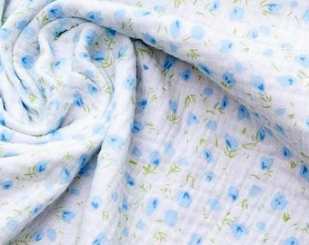 Sábana ajustable de muselina floral para cuna: ropa de cama vintage para niña, algodón hecho a mano